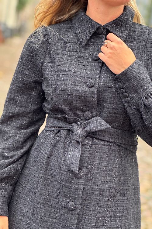 Lizalau Sarah dress bouclé zwart - Afbeelding 5