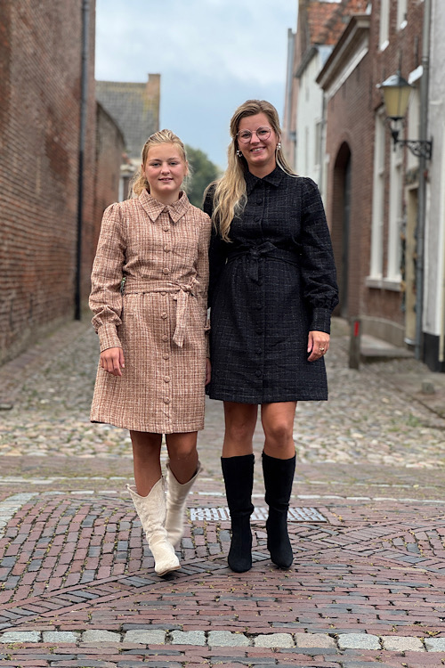 Lizalau Sarah dress bouclé zwart - Afbeelding 3