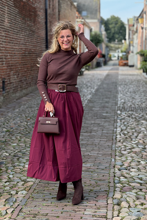 Bordeau rok Tessa cotton - Afbeelding 2