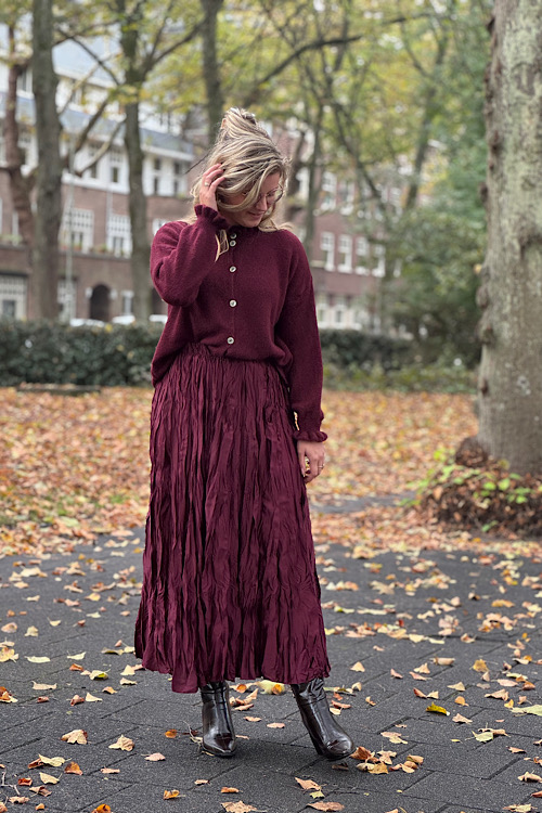 Bordeau satijnen rok