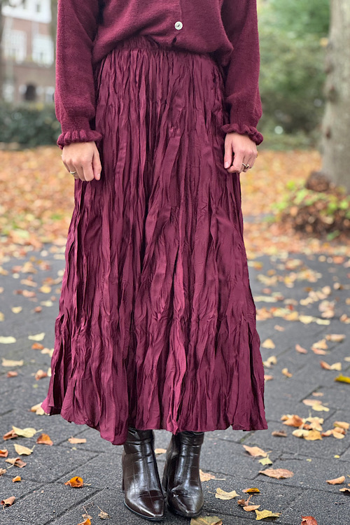 Bordeau satijnen rok - Afbeelding 2
