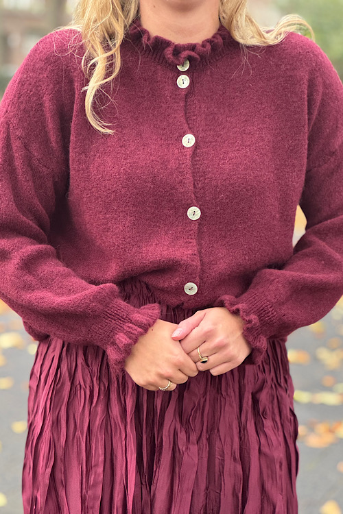 Bordeau ruffle vestje