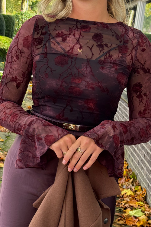 Mess top burgundy
