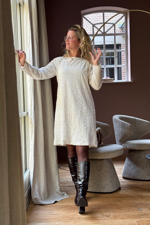 Loise party dress creme - Afbeelding 2