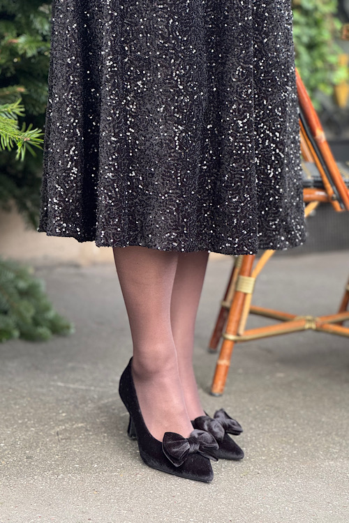 Glitter jurk zwart velvet - Afbeelding 2