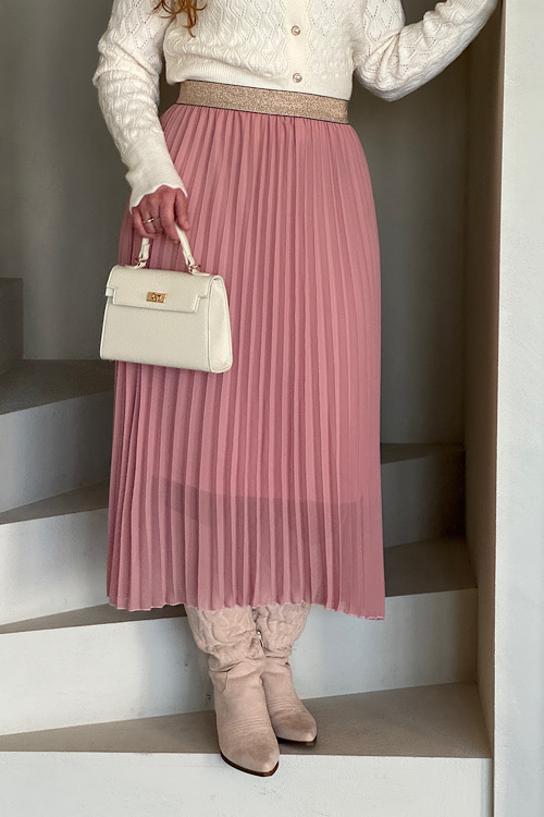 Roze plisserok Chantal - Afbeelding 2